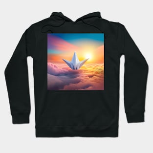 Paper Spacecraft Soaring Through Sunset Skies Hoodie